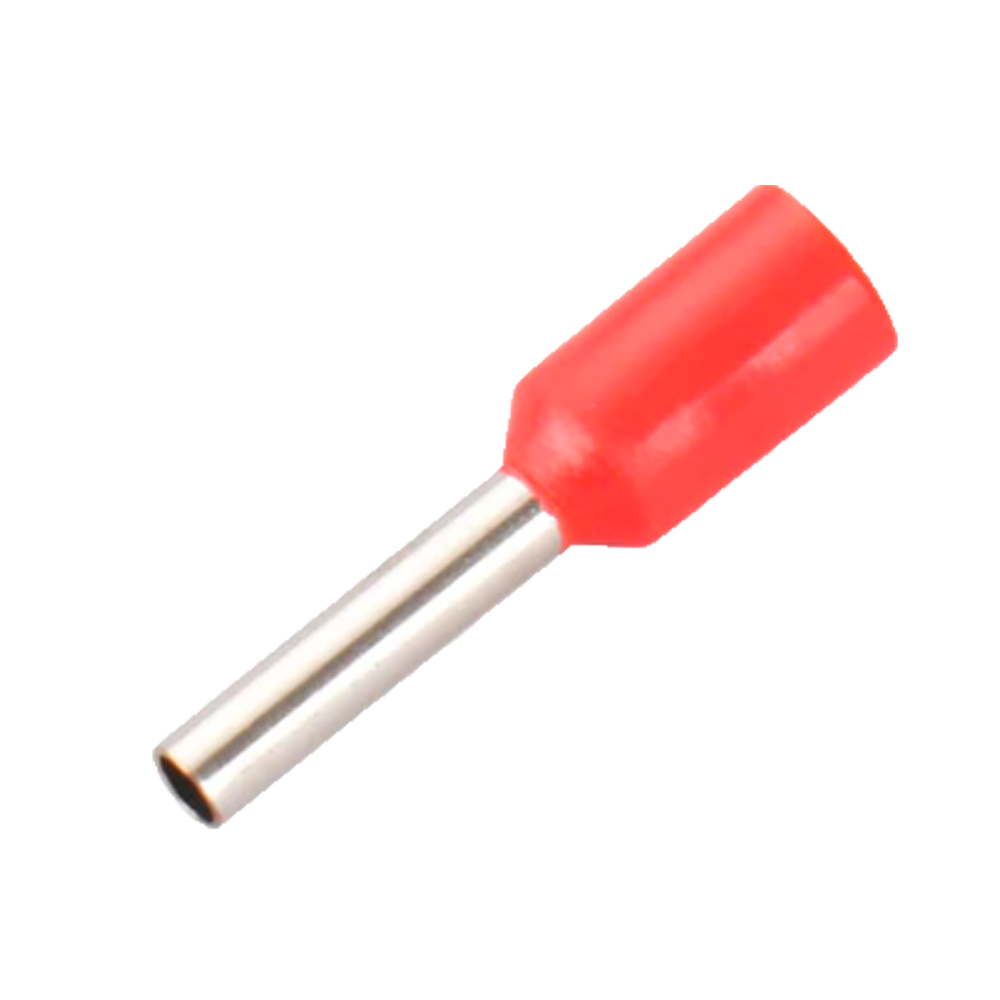 Crimped pins - For electrical cables - Conductor section 1mm² / AWG 18 - Red color - 200 units