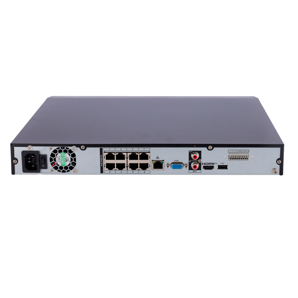 X-Security NVR video recorder for IP cameras - Maximum resolution 12 Megapixel - Smart H.265+ / Smart H.264+ compression - 8 CH IP, 8 ePoE ports IEEE802.3af/at - 2 Ch Facial recognition or 4Ch AI - WEB, DSS/PSS, Smartphone and NVR