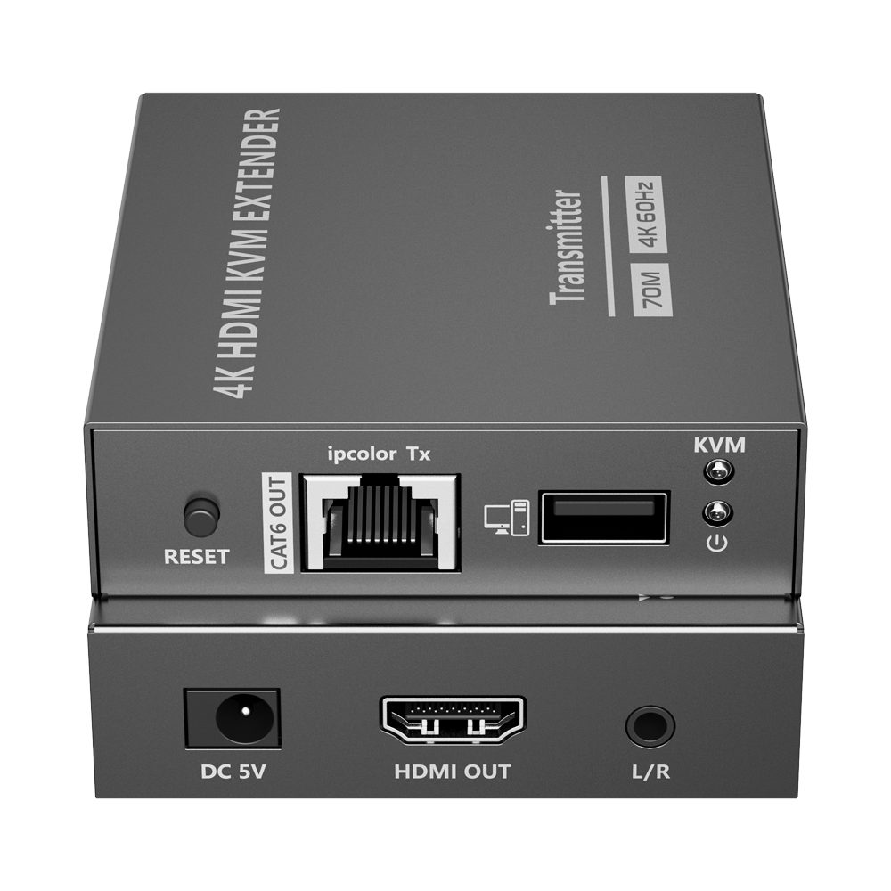 Extensor HDMI con KVM - Emisor y receptor - Alcance 70 m - Sobre cable UTP Cat 7 - Hasta 4K@60Hz - Alimentación DC 5 V