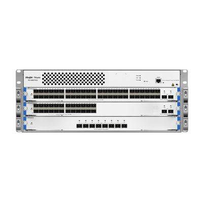 Reyee Switch Modular de Chasis L3 - 3 Slot de Expansión (Tamaño de 4U) - Hasta 144 puertos GE / 144 SFP GE / 48 SFP+ - Static LAG/DHCP Snoop/IGMP Snoop/Port Mirror - VLAN/Port Isolation/STP/RSTP/ACL/QoS/802.1X - Servidor DHCP/Rutas estáticas/RIP/OSPF/SNMP