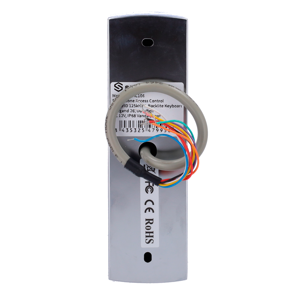 Control de acceso autónomo - Acceso mediante tarjeta EM y PIN - Encendido relé, pulsador y tono - Wiegand 26 | Diseño compacto - Control de tiempo - Apto para exteriores IP68