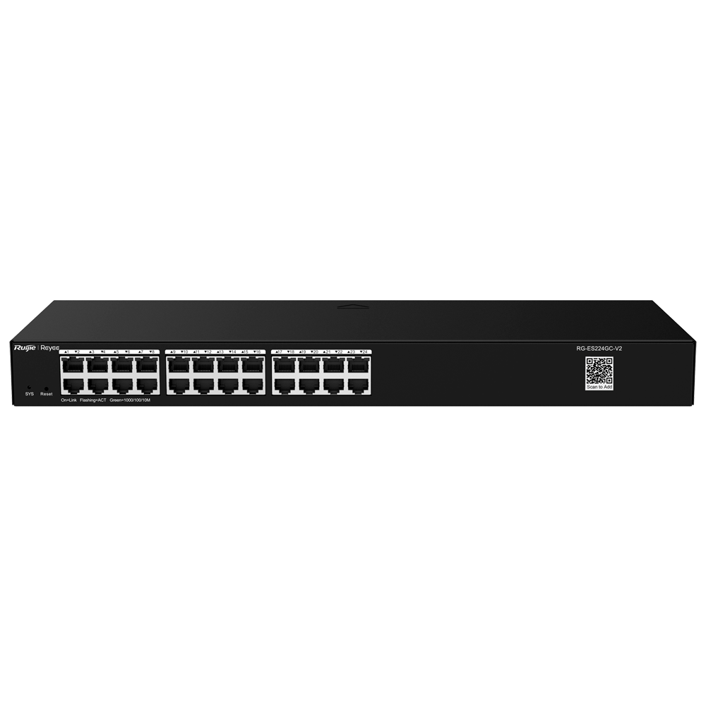 Reyee Switch Cloud - 24 porte RJ45 Gigabit - Velocità della porta 10/100/1000 Mbps - Plug & Play - VLAN/Port Isolation/Loop Detection - Limite di Velocità della Porta