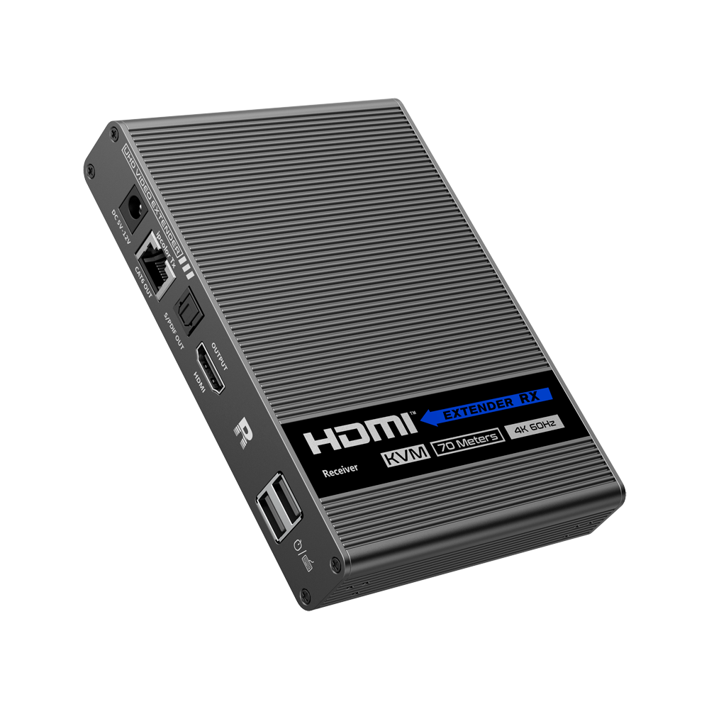 Estensore HDMI/USB su cavo Ethernet CAT6 - Trasmettitore e ricevitore - Distanza 70 m - Fino a 4K - Supporta l'uscita audio S/PDIF