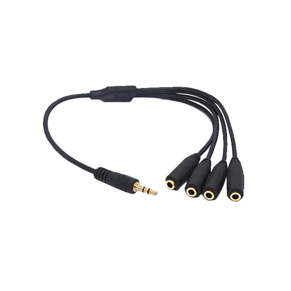 Splitter De Audio Stereo Jack - 1 macho a 4x3.5m hembra - 30 cm