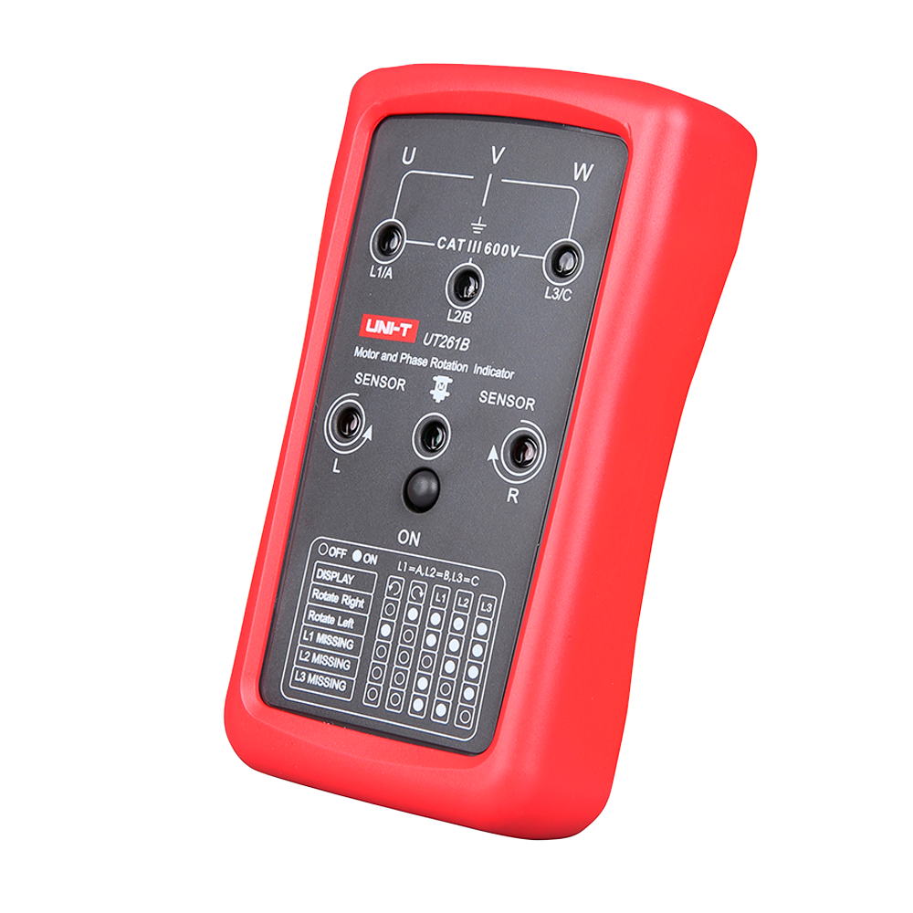 Phase sequence indicator - Motor rotation indicator - AC voltage measurement - Visible LED notification