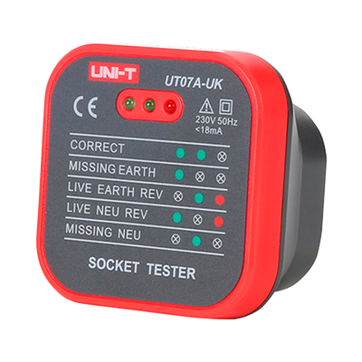 Tester per prese elettriche UK - Verifica degli errori di cablaggio - Test di tenuta
