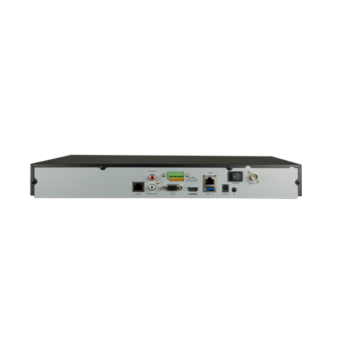 NVR video recorder with facial recognition - 16 CH video | Max resolution 12 Mpx - Facial recognition up to 4 channels - Comparison of up to 10,000 images - TrueSense, false alarm filter for vehicles and people - Supports 2 hard disks | Alarm