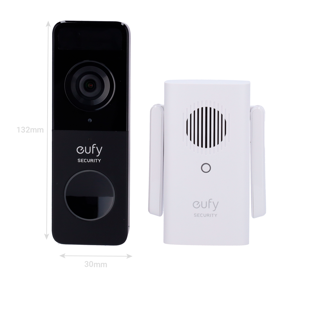 Kit Campanello Wifi con video Eufy by Anker - Risoluzione 1080p - Rilevamento di volti e persone  - Autonomia della batteria fino a 120 giorni - Storage integrato 16 GB   - Adatta per esterni