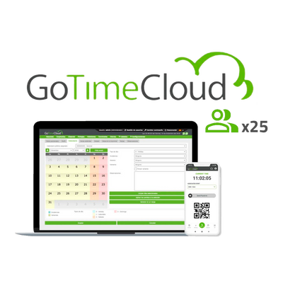 Licenza per il controllo accessi e presenze - Basato su Cloud | Pagamento annuale - Pacchetto di 25 utenti - Monitoraggio da remoto con localizzazione GPS - Generazione ed esportazione di diversi report - Multilingue | Funzioni avanzate