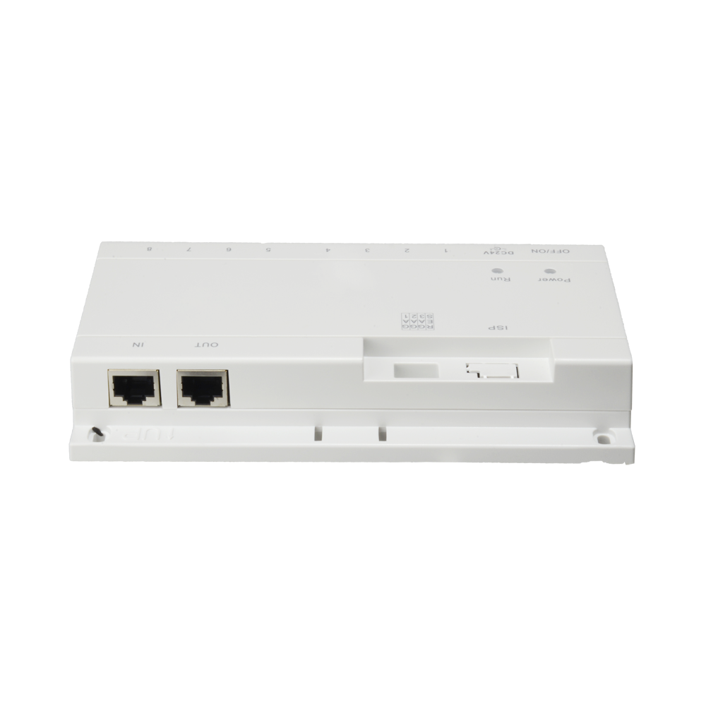 Switch PoE specifico - 6 porte di uscita IP - Connessione RJ45 IN/OUT Ethernet - TCP / IP con RJ45 - Alimenta videocitofoni IP - Montaggio in superficie o traccia