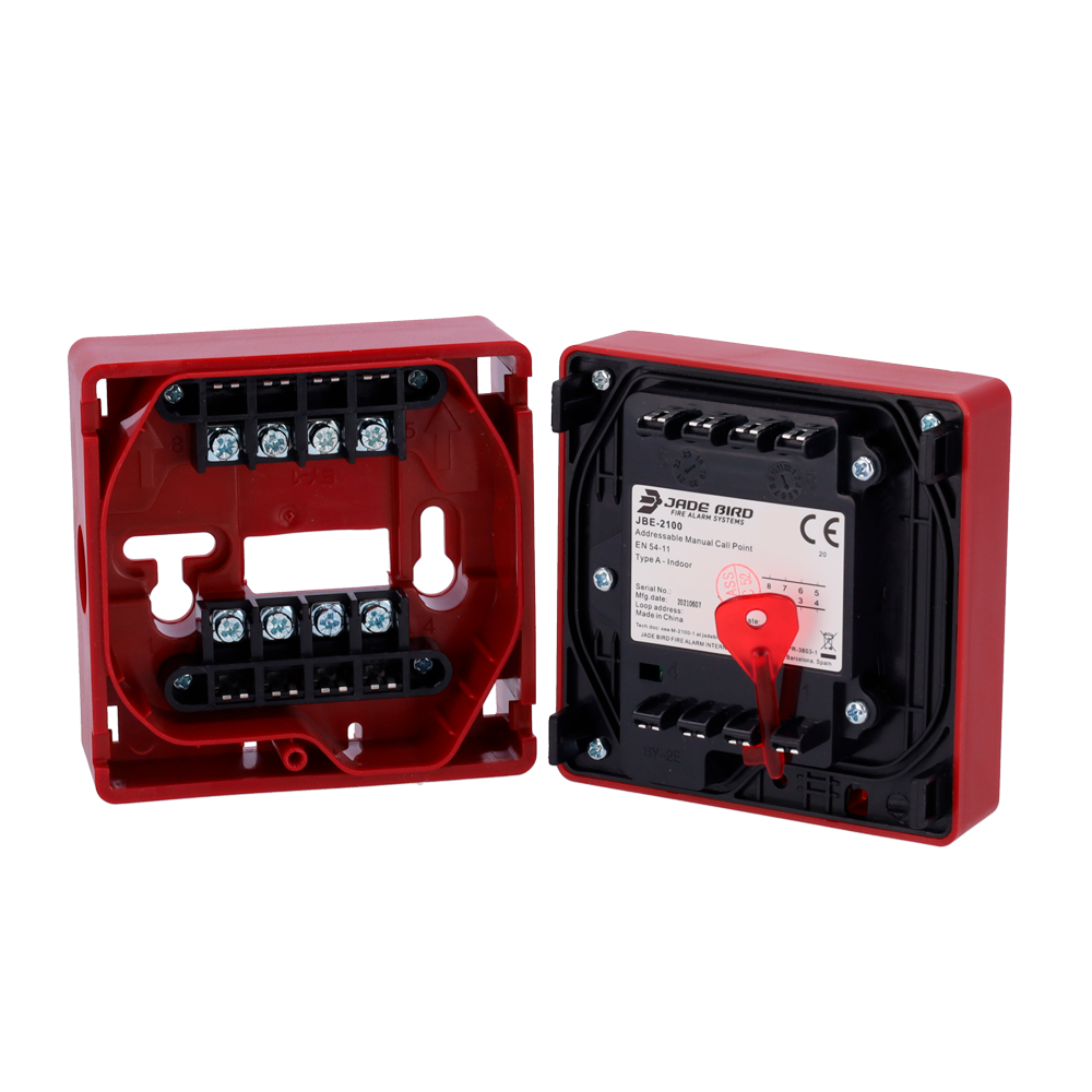 Indicatore LED anteriore - Resettabile - Contatto pulito ausiliario - Base con terminali - Indirizzo programmabile - Certificato EN 54-11