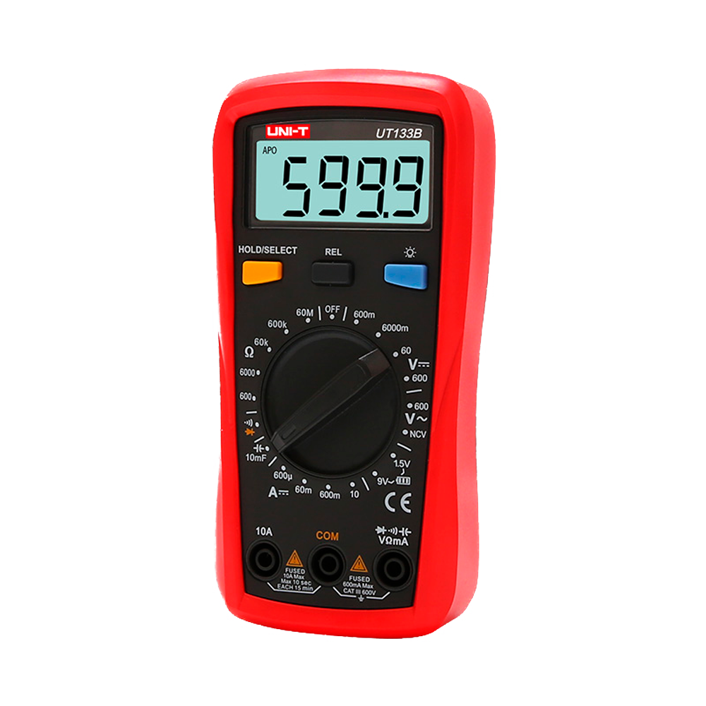 Portable digital multimeter - DC and AC voltage measurement up to 600V - DC current measurement up to 10A - Resistance and capacitance measurement - NVC function | Continuity Test - Battery Test