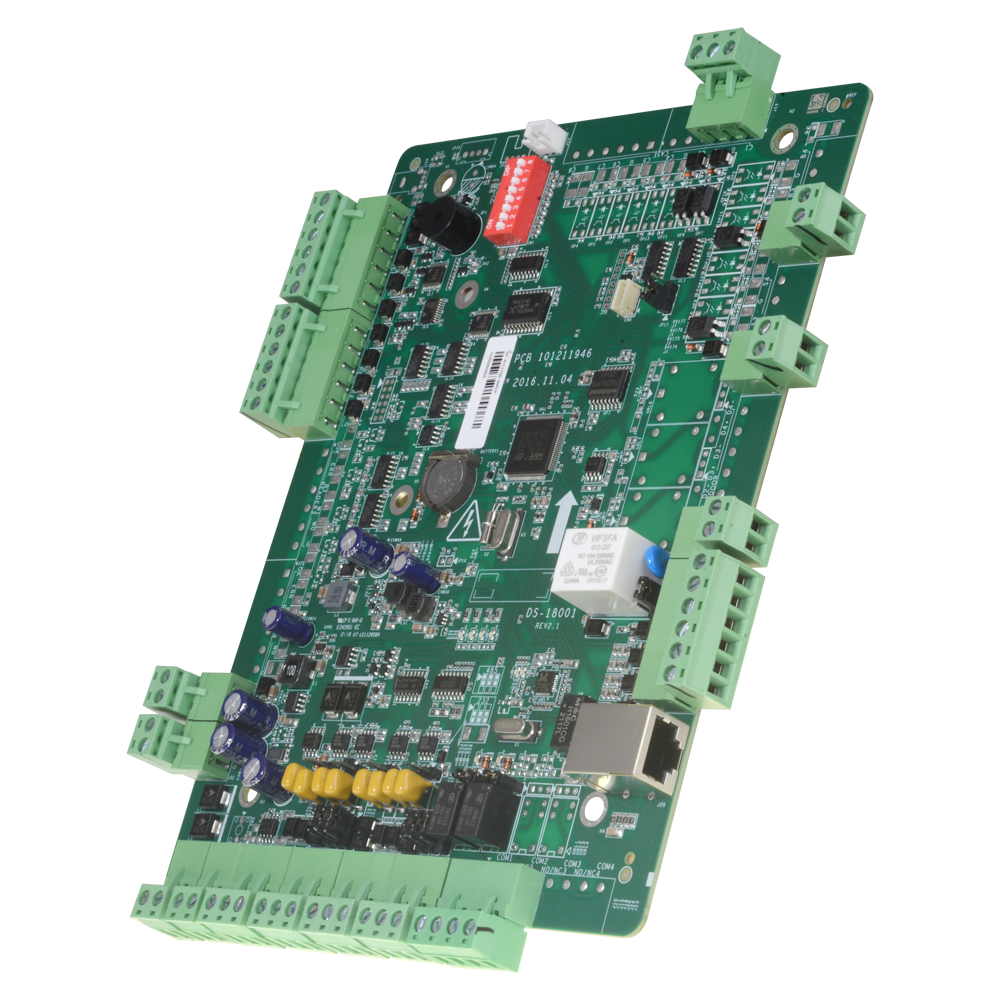 Controller di accessi biometrico - Accesso tramite impronta digitali, volti, scheda o password - Comunicazione TCP/IP | eHome | ISAPI | OSDP - 2 Ingressi Wiegand 26 e 2 RS485 - Uscita relé per una porta - Software Safire Control Center