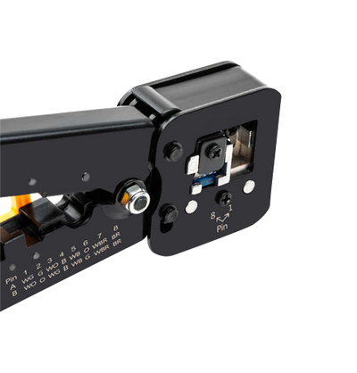 Pinza crimpadora per connettore - Modello professionale di alta qualità - Connettore: EZ-RJ45, RJ11, RJ12 e RJ22 - Cavo: UTP - Veloce e facile da usare - Lama per taglio cavi
