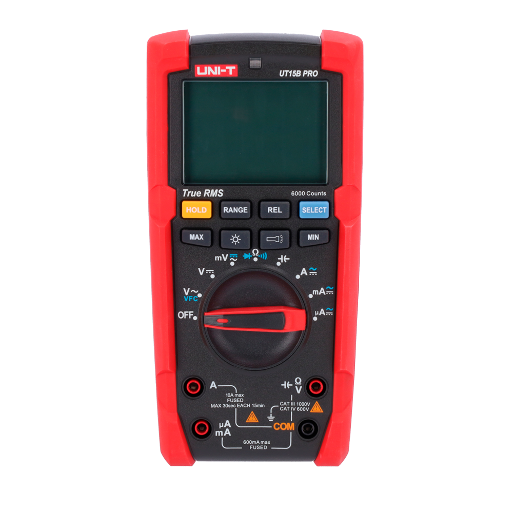 True RMS digital multimeter - DC and AC voltage measurement up to 1000V - DC and AC intensity measurement up to 10A - Resistance and capacitance measurement - Buzzer for continuity test | Diode test