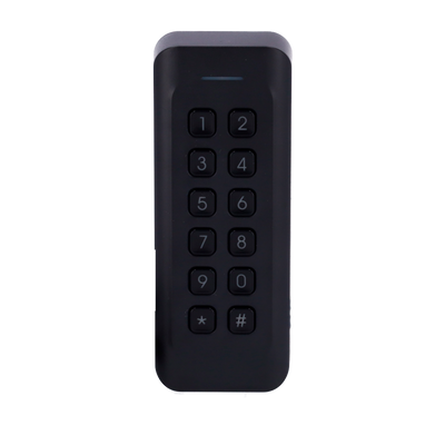 Access reader for frames - Access via MF card and keyboard - LED and audible indicator - Wiegand 26/34 - Compatible with Safire - Suitable for outdoor IP65