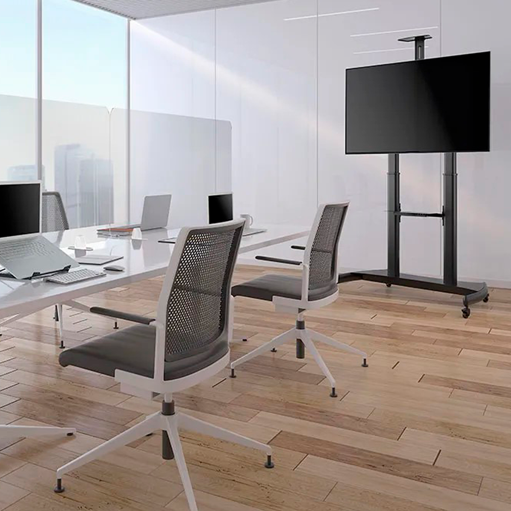 Soporte a suelo con ruedas - Incluye bandeja y soporte de cámara - Tamaño de monitor hasta 100" - Peso máximo 100Kg - VESA de 200x200 a 1000x600mm