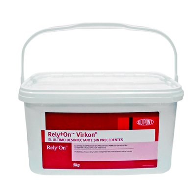 Rely+On Virkon - Desinfectante bactericida, levuricida y viricida - Envase de 5Kg / 1000 dosis - Normas UNE-EN 14476, UNE-EN 1276 y UNE-EN 13697 - Biodegradable - Corto tiempo de ejecución (5 en 10 minutos)