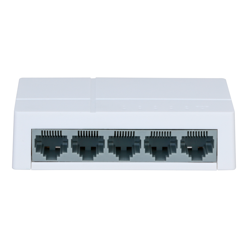Switch Branded Fast Ethernet - 5 porte RJ45 - Velocità 10/100Mbps - Buffer migliorato per trasmissione video - Plug and Play - Alloggiamento in Plastica