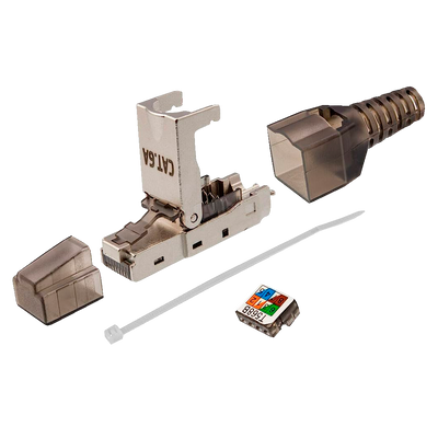 Connettore RJ45 - Compatibile con il cavo FTP Cat 6A - Housing metallico - Facile installazione senza necessità di strumenti -