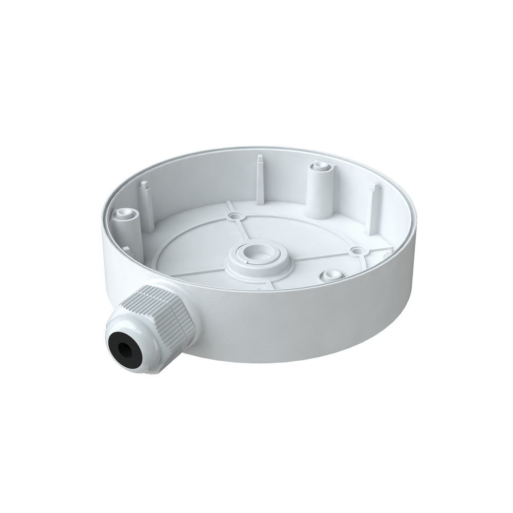 Scatola di giunzione Safire Smart - Per telecamere dome - Adatto per uso in esterni - Installazione a tetto o parete - Diametro della base 131 mm - Passacavo