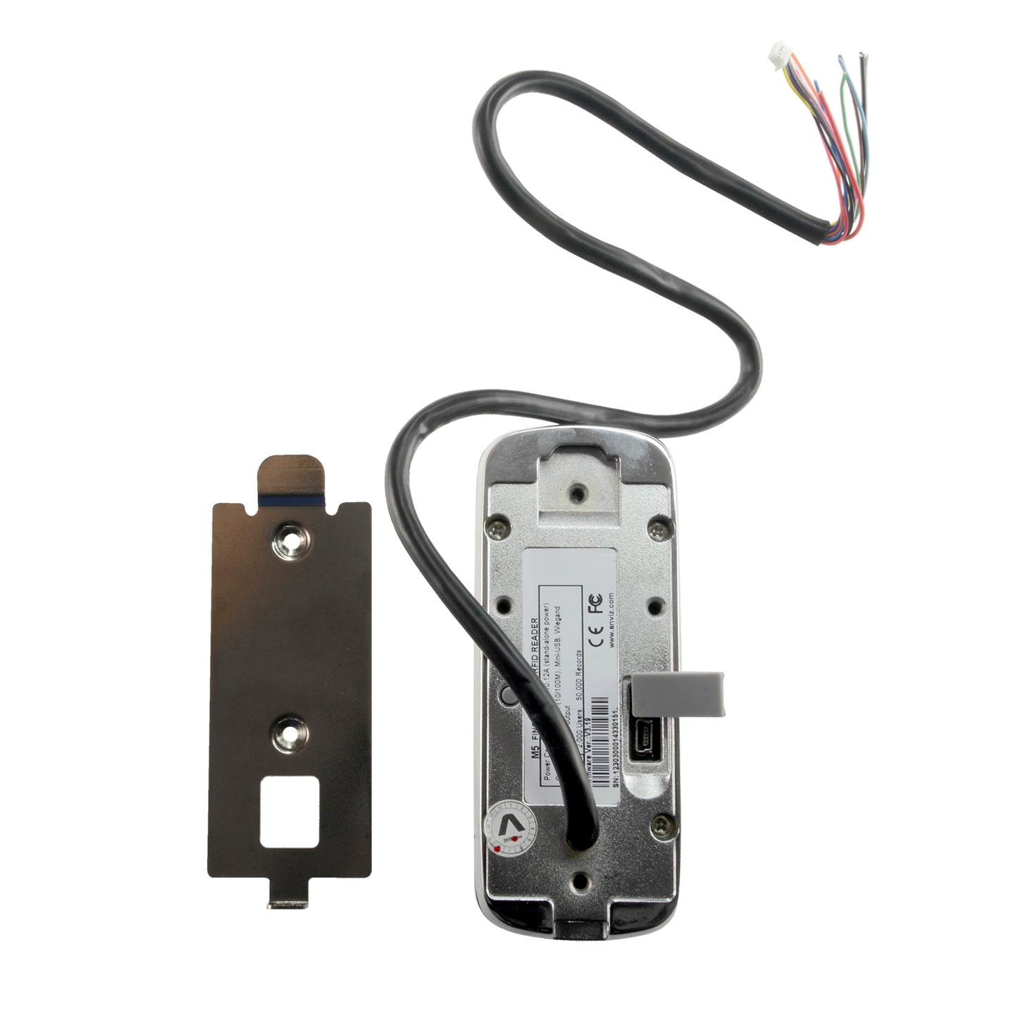 Lector biométrico autónomo ANVIZ - Huellas dactilares y MF - 2000 grabaciones / 50.000 registros - TCP/IP, RS485, miniUSB, Wiegand 26 - Controlador SC011 incluido - Apto para sistemas antiavalanchas de exterior