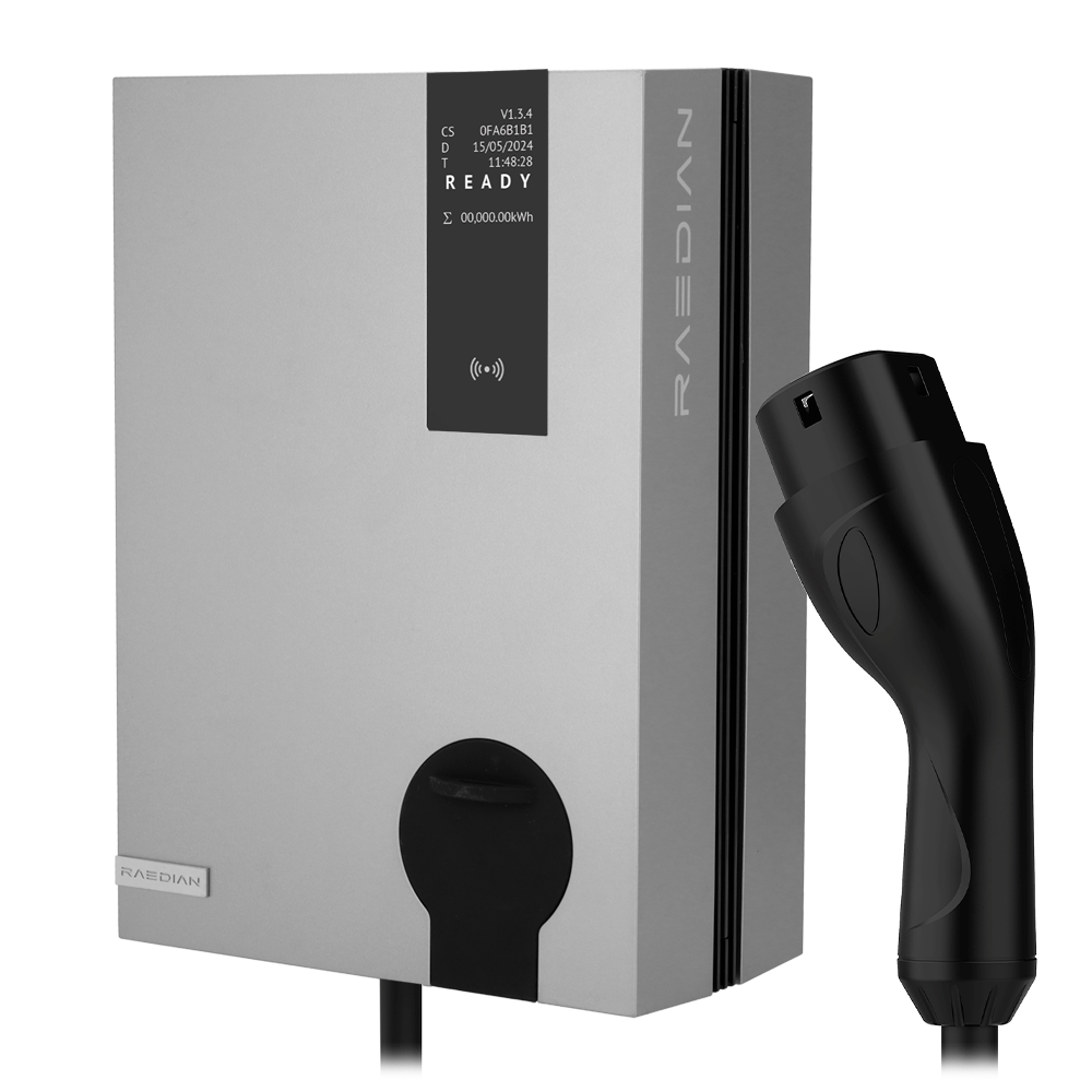 Cargador para coches eléctricos - Potencia 11kW / 27.5A / Trifásico - Conector tipo 2 - Cable de 5m integrado - Protección IP55, IK10 - Monitorización desde la APP