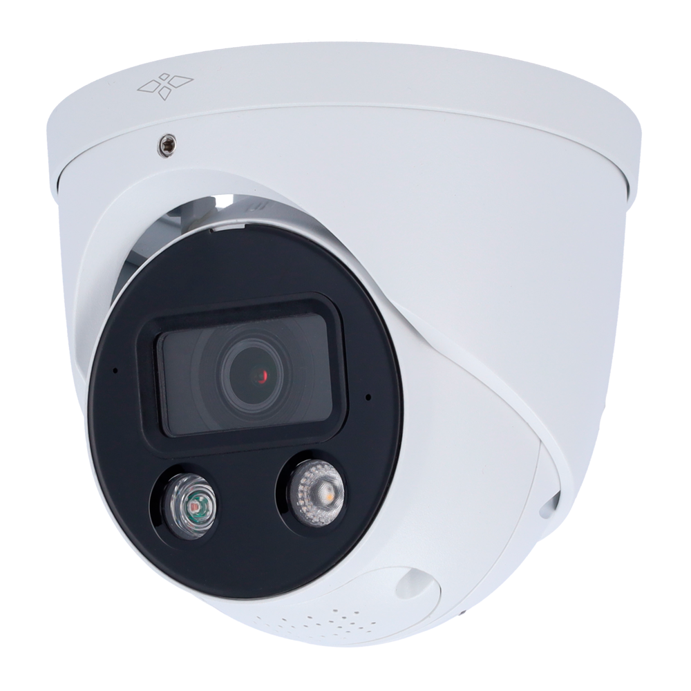 Cámara de seguridad Domo IP X - 4 megapíxeles (2688x1520) - lente de 2,8 mm | Disuasión activa - Micrófono dual y altavoz integrado - Wizsense | Funciones inteligentes - Alarma sonora y luminosa (luces rojas y azules).