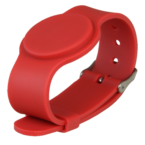 Bracciale di prossimità - ID per radiofrequenza - MF passivo | Massima sicurezza - Frequenza 13.56 MHz - Colore rosso - Cinturino regolabile per punti