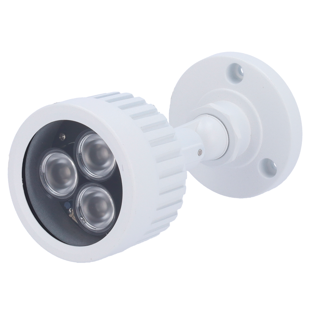 infrarosso di messa a fuoco 50m - Iluminazione LEDs - 60° di apertura - 3 leds Ø10 - Esso comprende una cellula di fotocontrollo - 100 x 95 x 90 mm