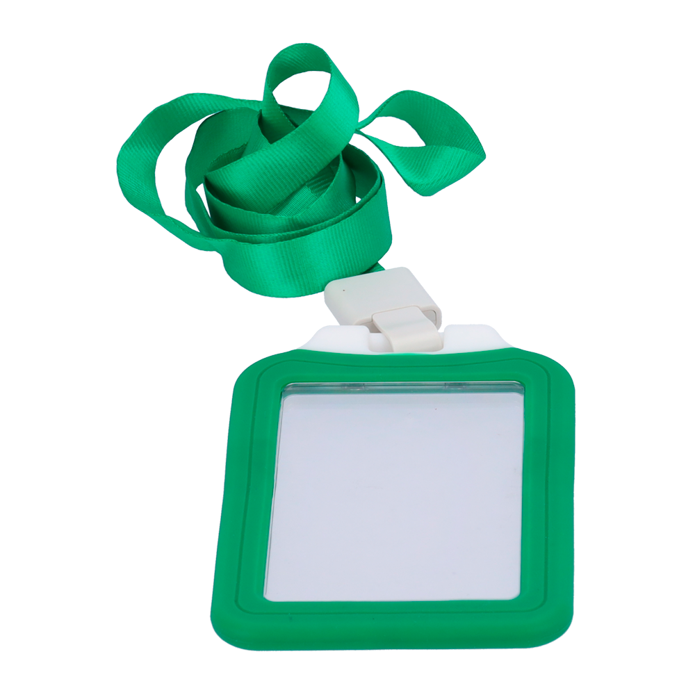 Porta-tarjetas - Disposición vertical - Láminas de plástico protectoras - Fabricado en silicona - Color verde