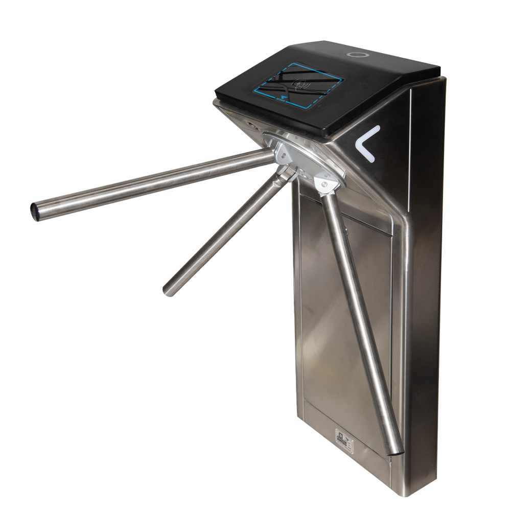 Torno de acceso bidireccional - 3 brazos rotativos automáticos - Tiempos, alarmas y modos de apertura - Dimensiones de paso 600 mm | Fuerza regulable - Acero inoxidable SUS304 de 1.5 mm | IP54 - Compatible con sistemas de terceros