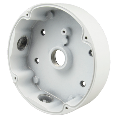 Scatola di giunzione per la telecamera di posizionamento - Alluminio - 60 mm (Al) x 140 mm (diametro base) - Colore bianco - Staffa di montaggio laterale mobile - Per telecamere dome - Adatto per esterni - Acciaio e policarbonato