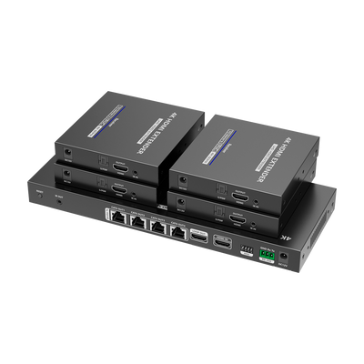 Splitter-Extensor HDMI 1x4 - 1 transmisor / 4 receptores - Resolución hasta 4K@30Hz - Alcance hasta 70m - Sobre cable UTP CAT6/6A/7 - Control RS232