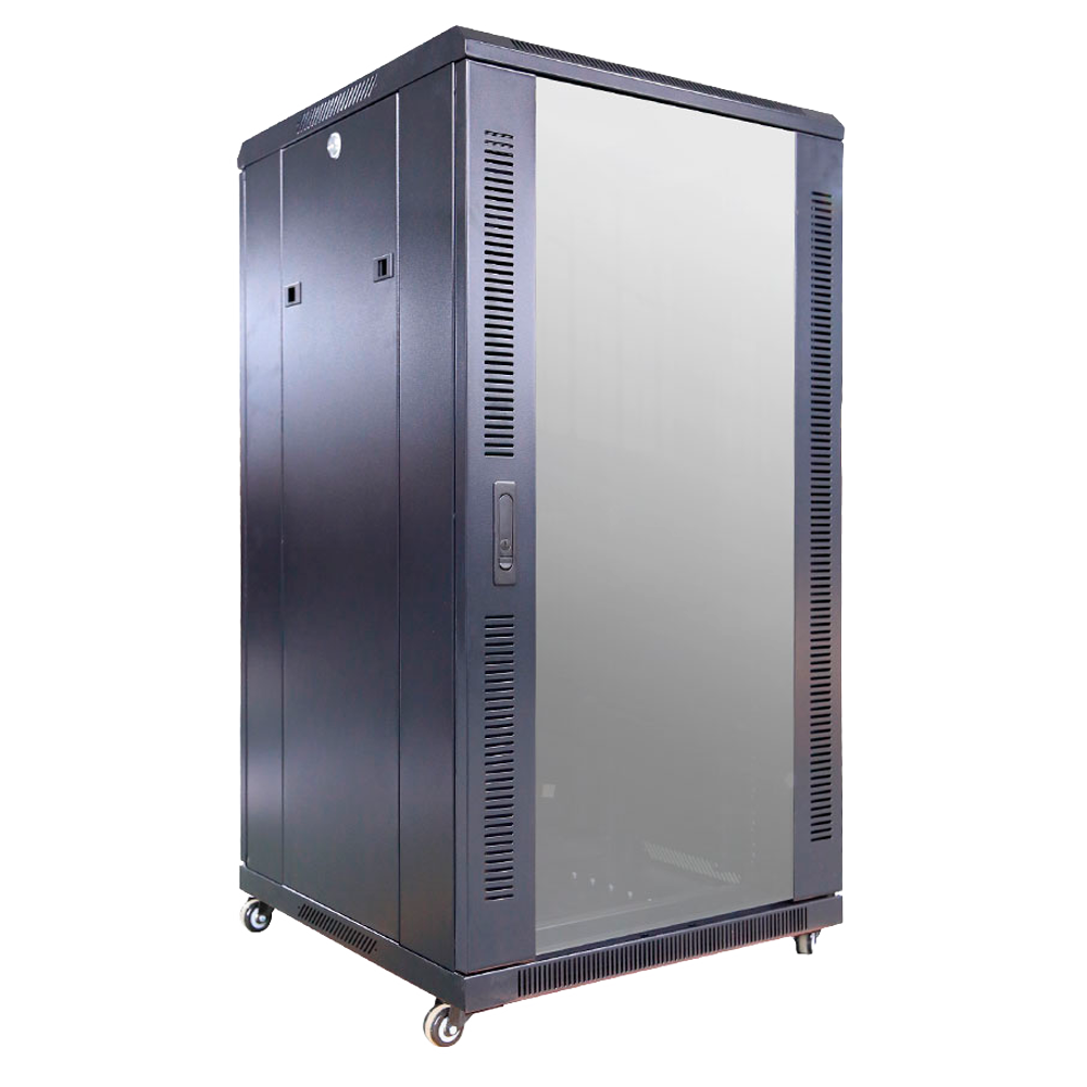 Armadio rack per pavimento - Fino a 22U rack da 19" - Fino a 800 Kg di carico - Con ventole e passacavi - 2 ventole, 2 vassoi e PDU 6 prese - Fornito assemblato