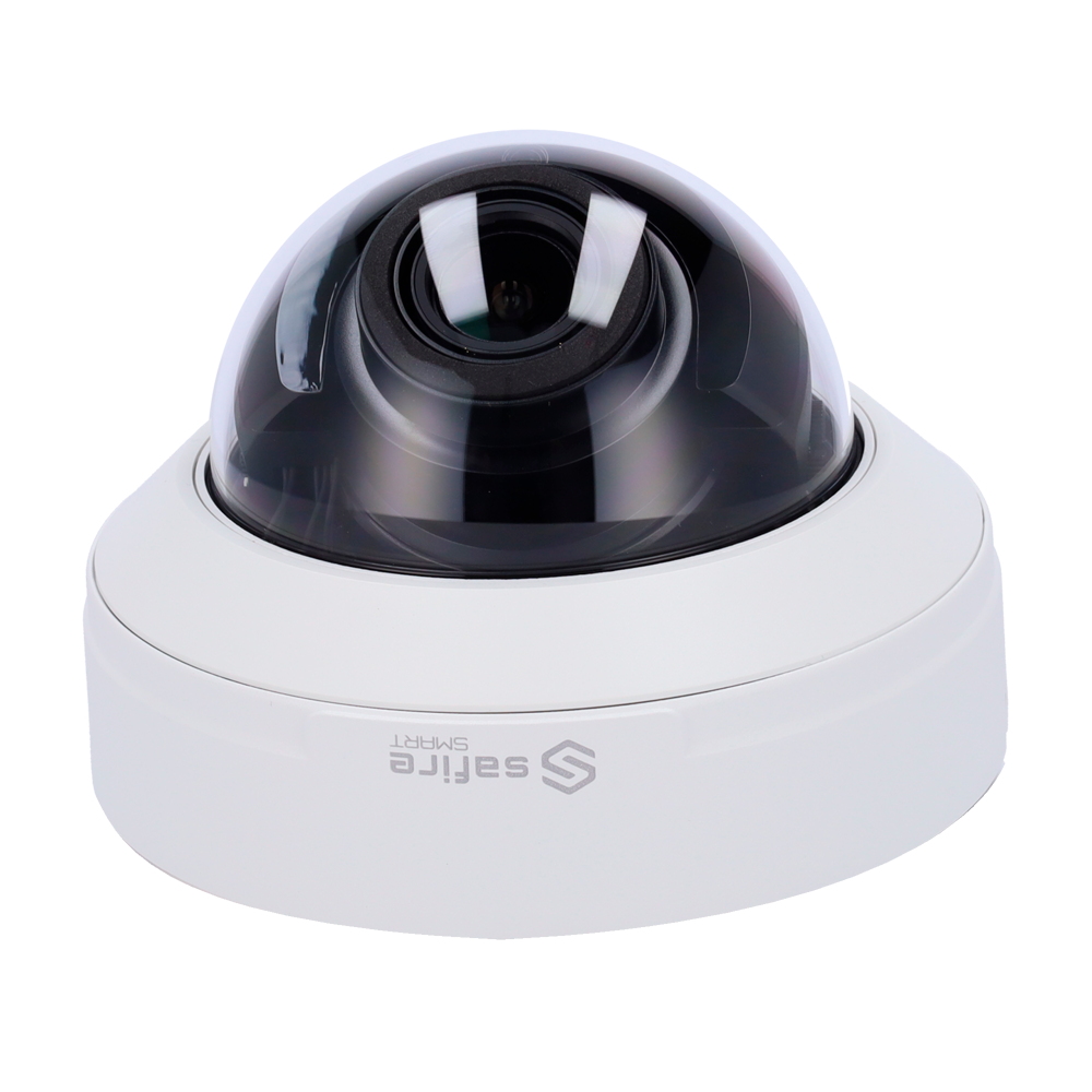 Safire Smart - Cámara Domo IP avanzada gama I1 - Resolución 8 Megapíxeles (3840x2160) - Lente motorizada 2,8-12 mm | Micrófono | IR 50m - IA avanzada: personas, vehículos y vehículos de dos ruedas - Resistente al agua IP67 | PoE (IEEE802.3af) |Alarma