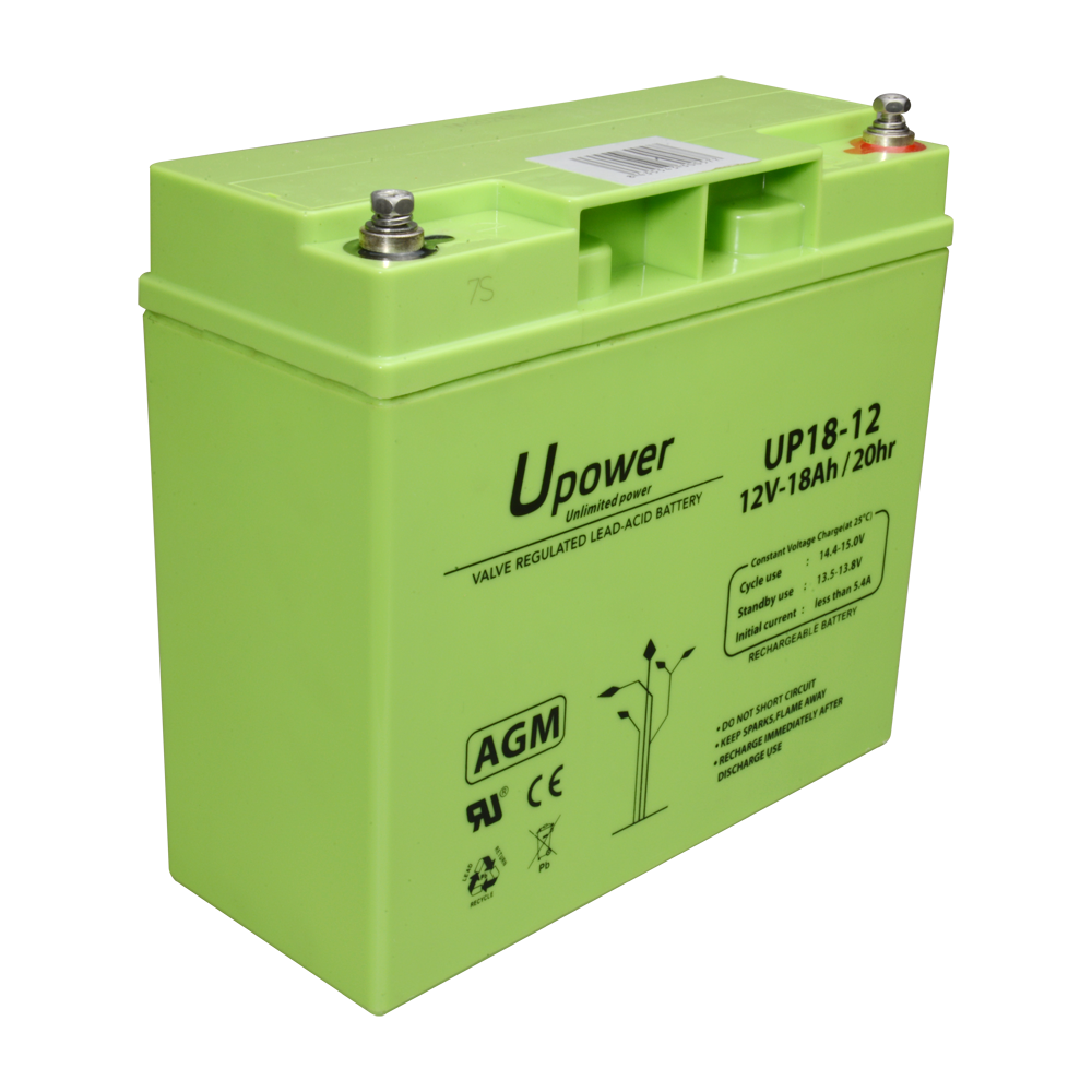 Upower - Batteria ricaricabile - Tecnologia piombo-acido AGM - Voltaggio 12 V - Capacità 18.0 Ah - 167.5 x 181.5x x 77/ 5700g - Per backup o uso diretto