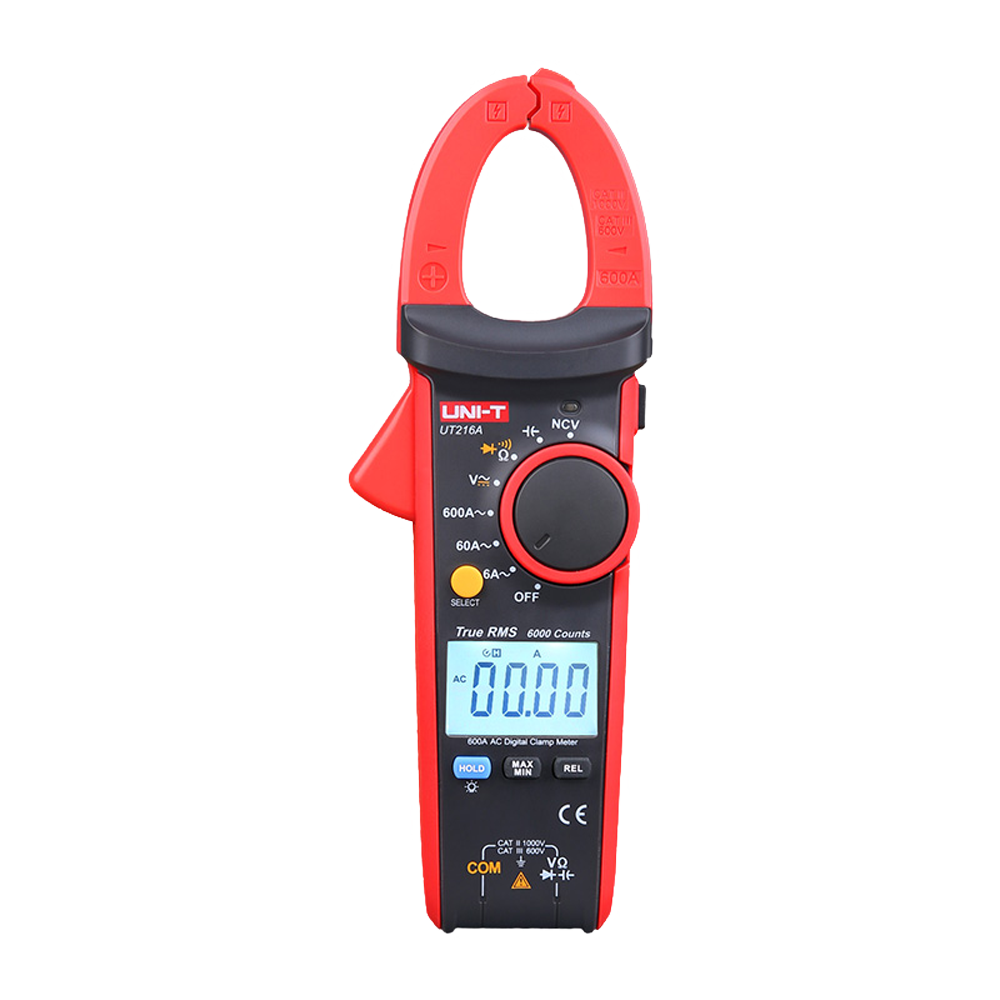 LCD current clamp - DC measurement up to 1000V - AC measurement up to 750V and 600A - Medium resistance and capacitance - Auto Range | Diode test | True RMS | NVC - 30mm caliper opening