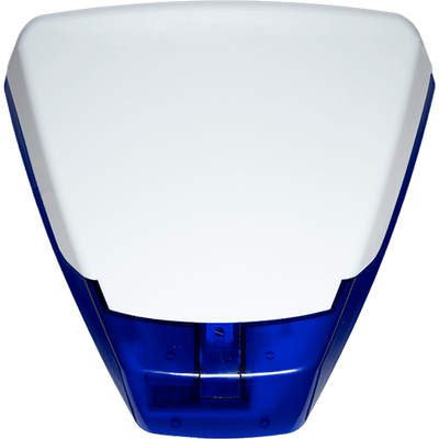 PYRONIX - Sirena simulada - Incluye nivel para correcta instalación - Frontal personalizable incluido - Apta para exterior - Color azul y frontal blanco
