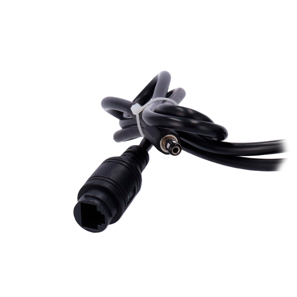 Convertidor PoE - Para focos de infrarrojos - Entrada PoE IEEE802.3af - Salida 25 W / DC 12 V/ 2A - Cable Cat 5e de 45 cm - IP66