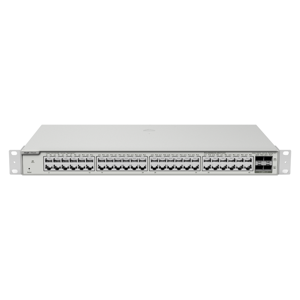 Reyee Switch Cloud Layer  2+ - 48 porte RJ45 Gigabit - 4 porte SFP+ 10 Gbps - Static LAG/DHCP Snooping/IGMP Snooping/Port Mirroring - VLAN/Port Isolation/STP/RSTP/ACL/QoS - Server DHCP/Rotte statiche