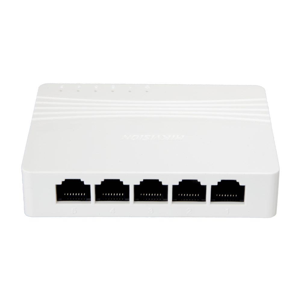 Interruttore da tavolo Hikvision - 5 porte RJ45 - Velocità 10/100/1000 Mbps - Plug & Play - Basso consumo