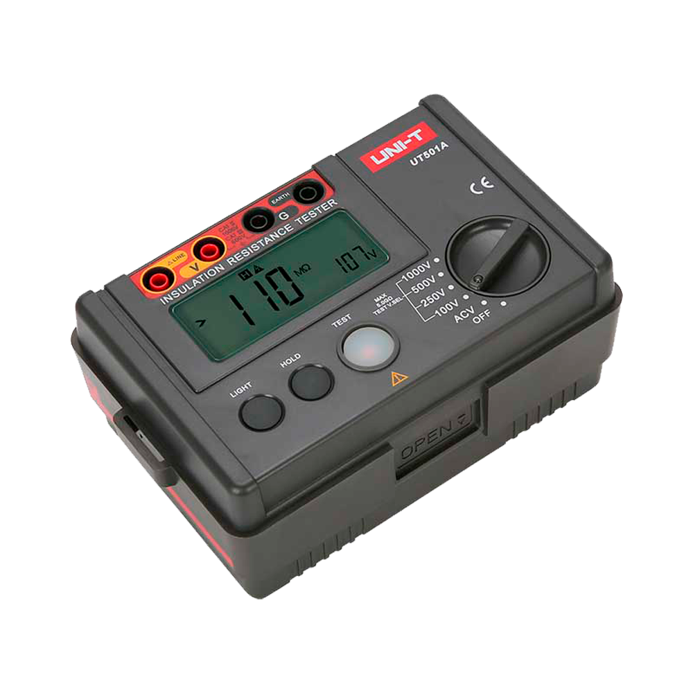 Misuratore di resistenza di isolamento elettrico - Display LCD fino a 2000 conteggi - Misurazione della tensione AC fino a 600V - Spegnimento automatico - Intervalli 500V/1000V/2500V