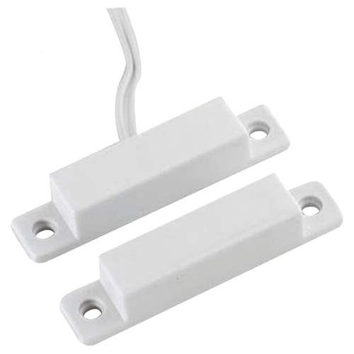Contatto magnetico - Adatto per l'installazione nel legno - Tecnologia di rilevamento reed - Sistema di connessione con 2 fili - Resistenza agli urti meccanici ed elettrici
