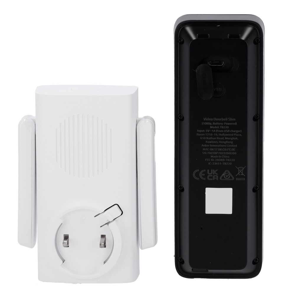 Kit Campanello Wifi con video Eufy by Anker - Risoluzione 1080p - Rilevamento di volti e persone  - Autonomia della batteria fino a 120 giorni - Storage integrato 16 GB   - Adatta per esterni