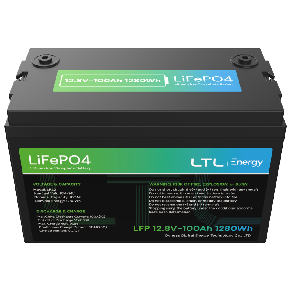 Batteria stazionaria - Capacità 1280Wh - LiFePO4 12V / 100Ah - 3000 cicli di vita - Fino a 16 unità in parallelo - IP 65