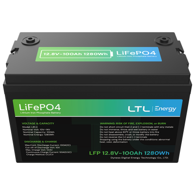 Batteria stazionaria - Capacità 1280Wh - LiFePO4 12V / 100Ah - 3000 cicli di vita - Fino a 16 unità in parallelo - IP 65