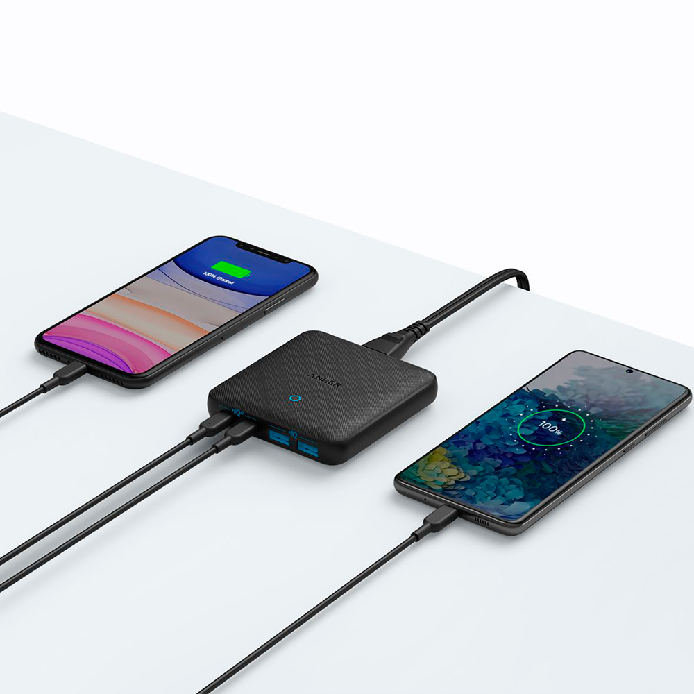 Anker - Caricabatterie da tavolo - Ricarica veloce 65W - Uscite 2x USB-C, 2x USB-A - Carica 4 dispositivi contemporaneamente - Colore nero