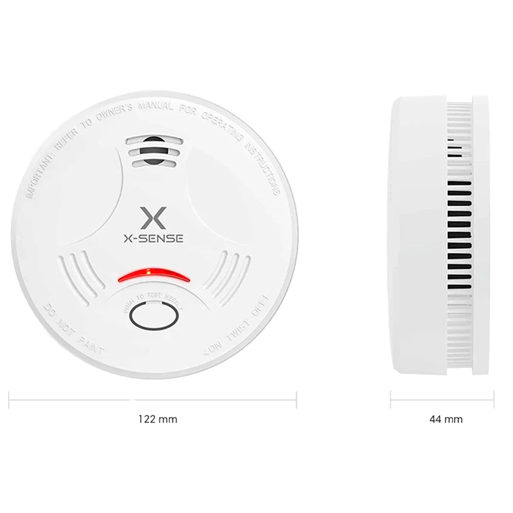 Rivelatore di fumo autonomo X-Sense - Durata della batteria 10 anni - Spia di allarme - Allarme acustico 85 dB a 3m - Pulsante Test - Certificato EN 14604