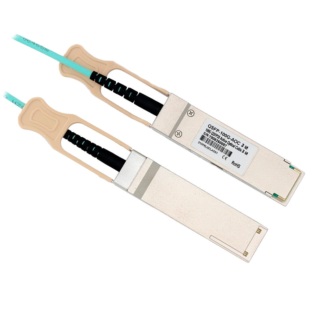 Cavo di collegamento diretto QSFP28 - Velocità 100Gbps - Moduli QSFP28 ad entrambe le estremità - Ideale per lo Stacking tra Switch - 3 Metri - Cavo Ottico